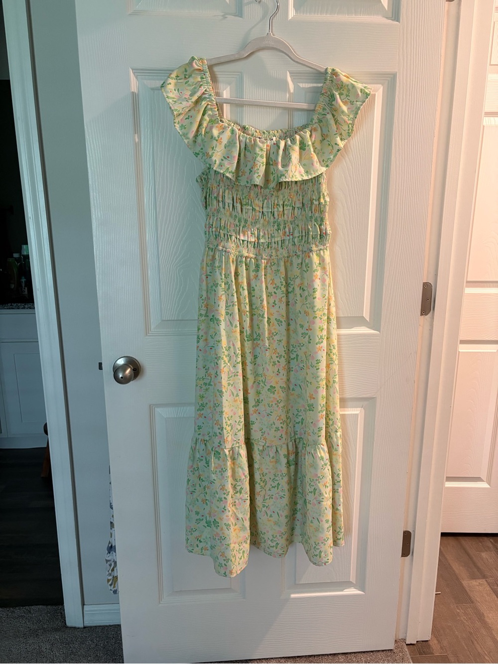 Grace Karin Pastel Green Floral Maxi Dress